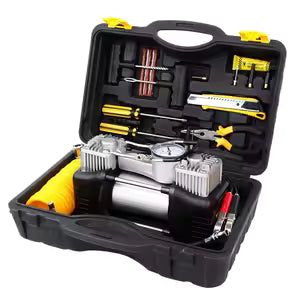 Air Compressor Double Cylinder Metal Housing Large Size Premium Quality Plastic Box Pack With Tool Kit