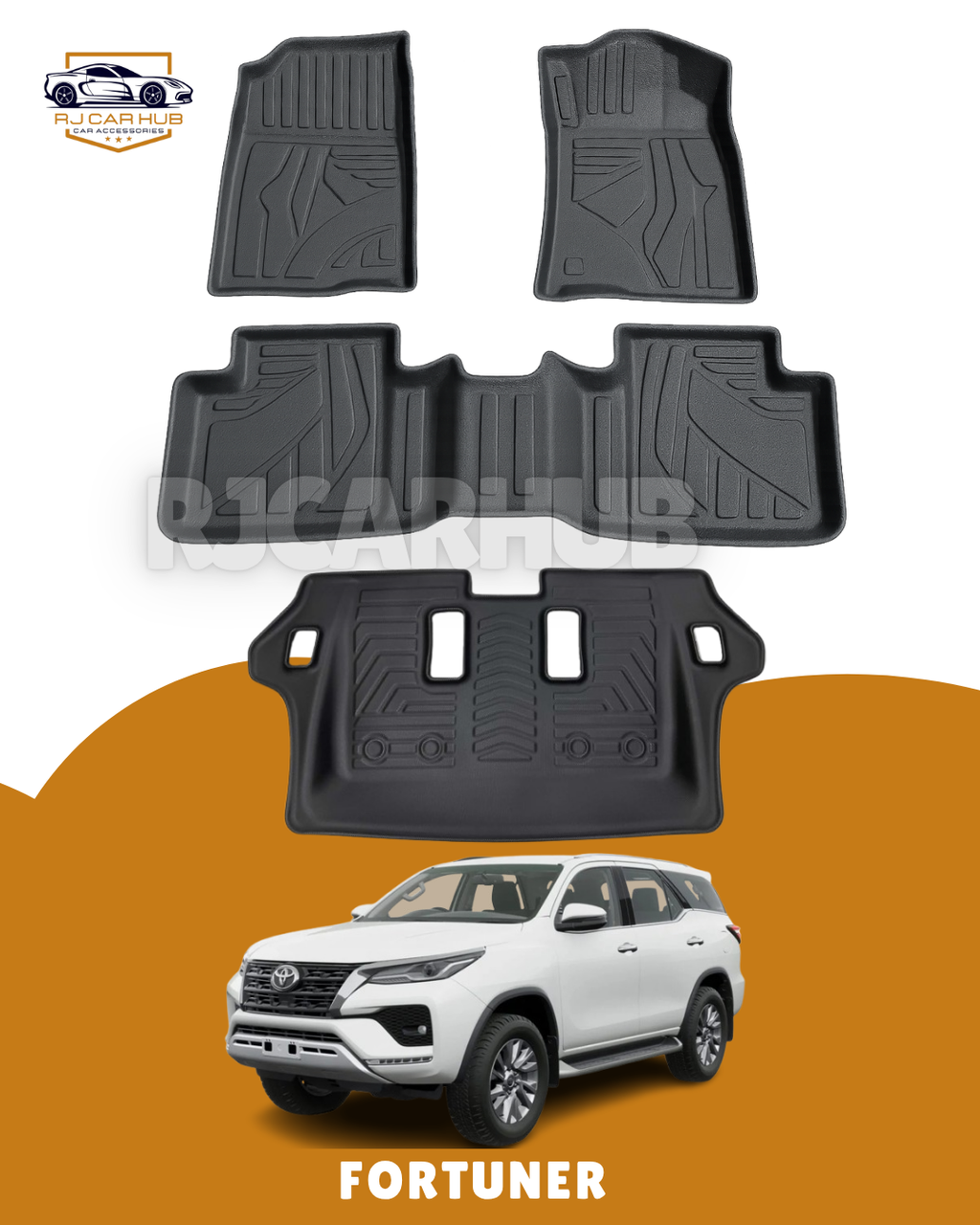 Toyota Fortuner TPE Floor Mats 4pcs (Black) Model 2017-2021