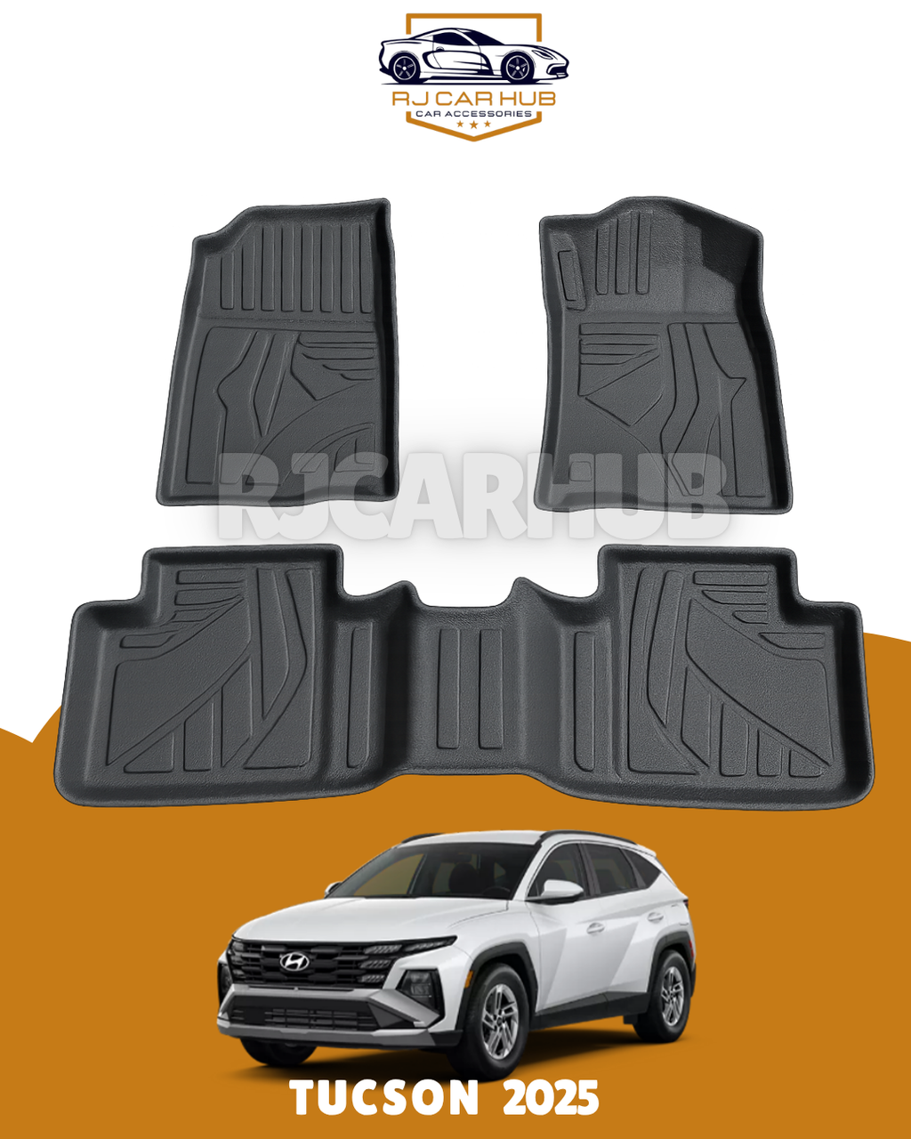 Hyundai Tucson 3 pcs  2025 TPE Floor Mats Black