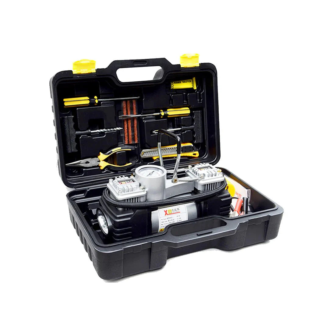 Air Compressor Double Cylinder Metal Housing Large Size Premium Quality Plastic Box Pack With Tool Kit - Premium Car Accessories by RJCARHUB Pakistan