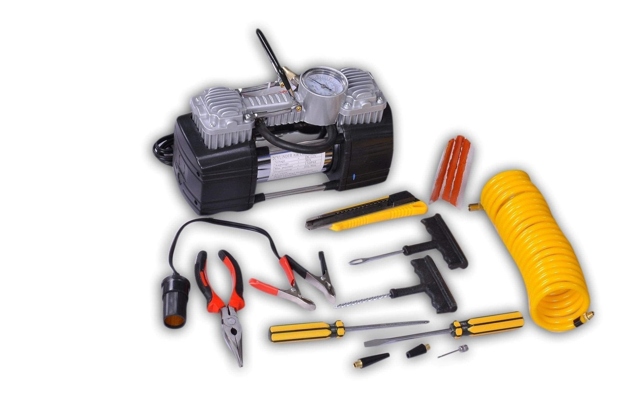 Air Compressor Double Cylinder Metal Housing Large Size Premium Quality Plastic Box Pack With Tool Kit - Premium Car Accessories by RJCARHUB Pakistan