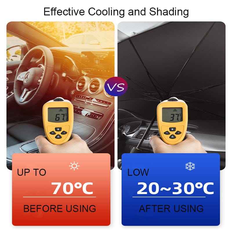 Car Front Screen Sunshade / Curtains Umbrella For Windshield UV Reflecting Foldable Universal - Premium Car Accessories by RJCARHUB Pakistan