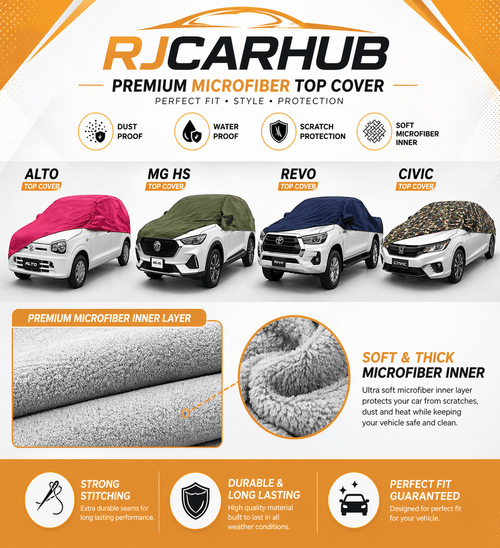 HatchBack All Cars Models Microfiber Top Cover Premium Anti - Scratch Top Cover Multi - Soft Fleece - Premium Car Accessories by RJCARHUB Pakistan