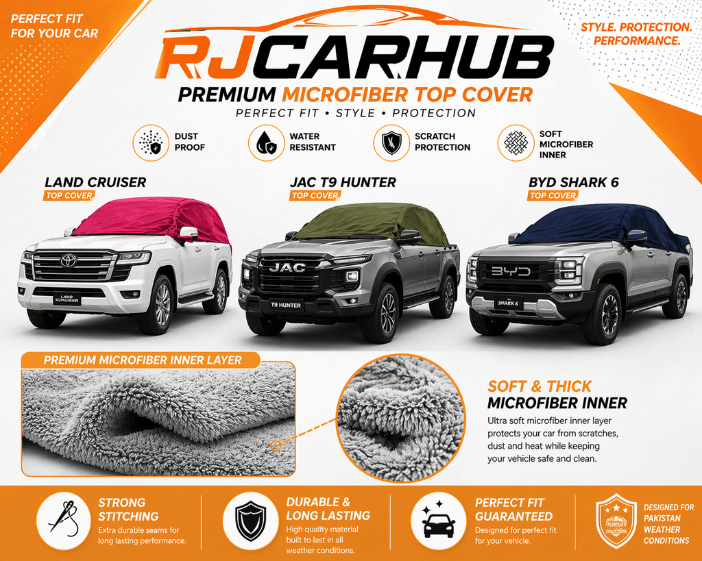 LC 200 / JAC T9 / BYD SHARK 6 / MicrofiberTop Cover Premium Anti - Scratch Top Cover Multi - Soft Fleece - Premium Car Accessories by RJCARHUB Pakistan